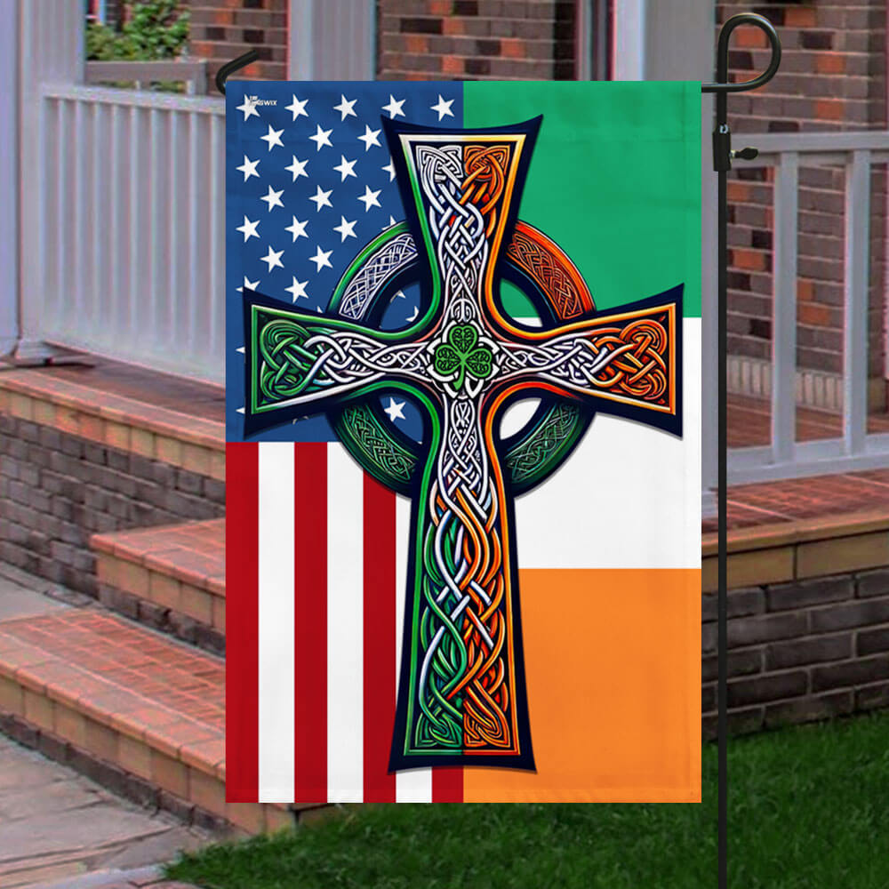 Irish Celtic Knot Cross St. Patrick’s Day Irish American Flag  3-Day Shipping
