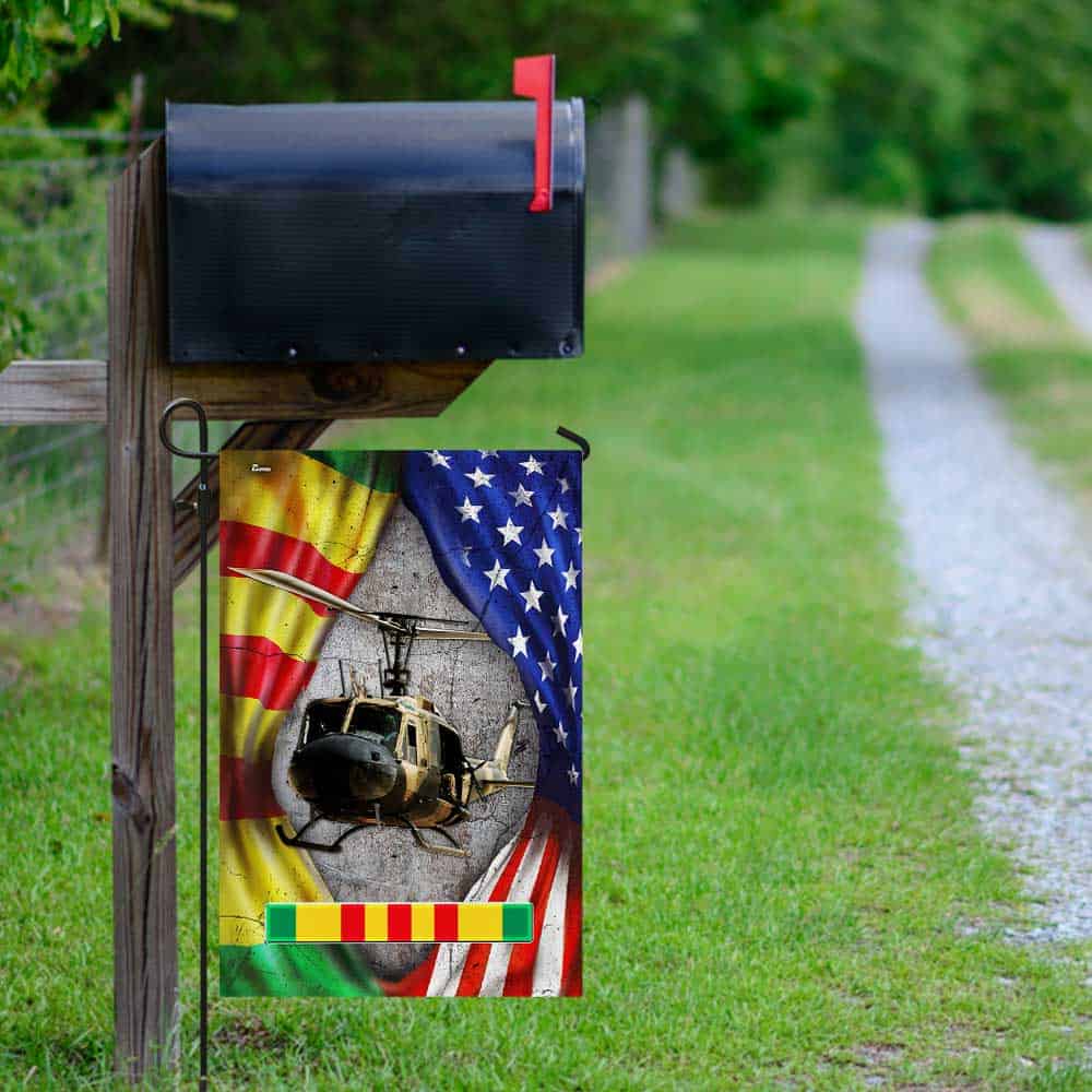 Huey Helicopter Vietnam Veteran Lest We Forget Flag, Veterans Day Flag