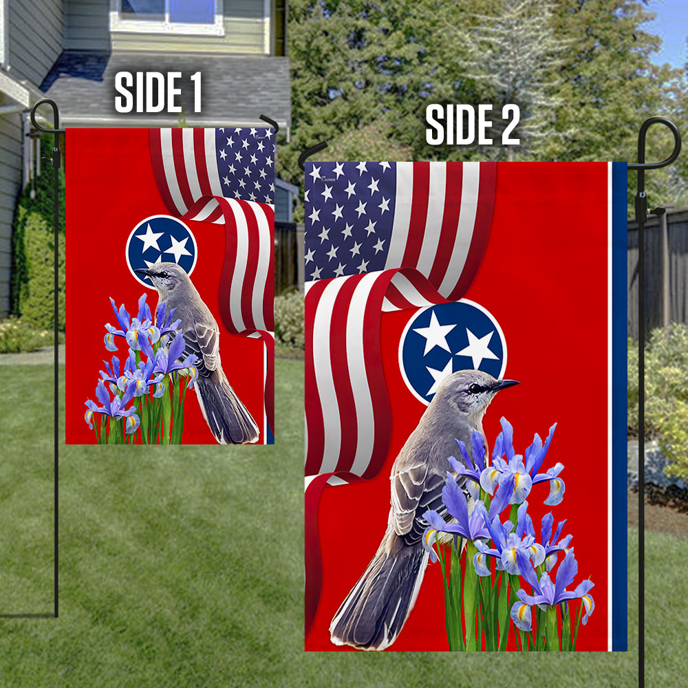 Tennessee State Mockingbird and Iris Flower Flag 3-Day Shipping