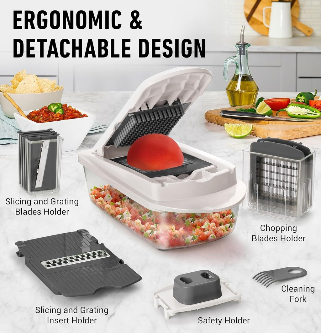 10-in-1 Vegetable Slicer with 8 Blades – Faster Cutting, Chopping, and Grating!