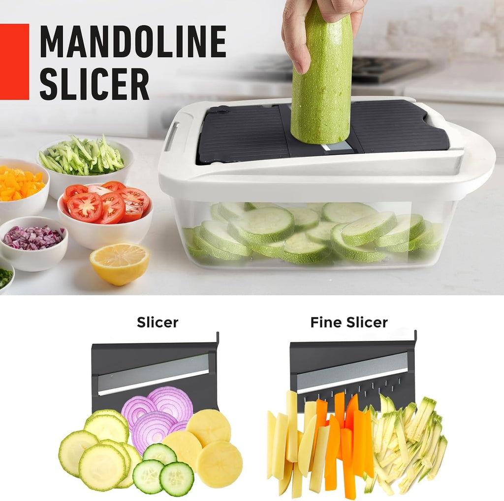 10-in-1 Vegetable Slicer with 8 Blades – Faster Cutting, Chopping, and Grating!