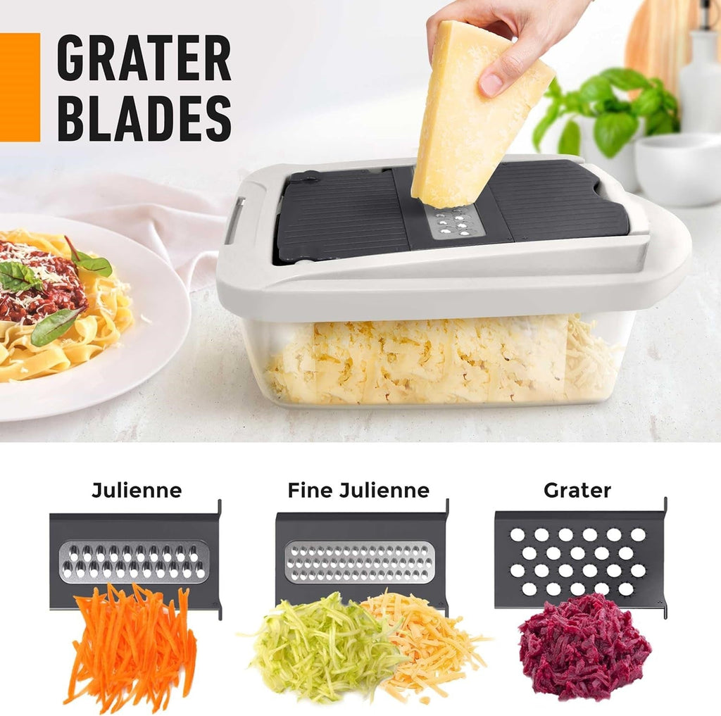 10-in-1 Vegetable Slicer with 8 Blades – Faster Cutting, Chopping, and Grating!