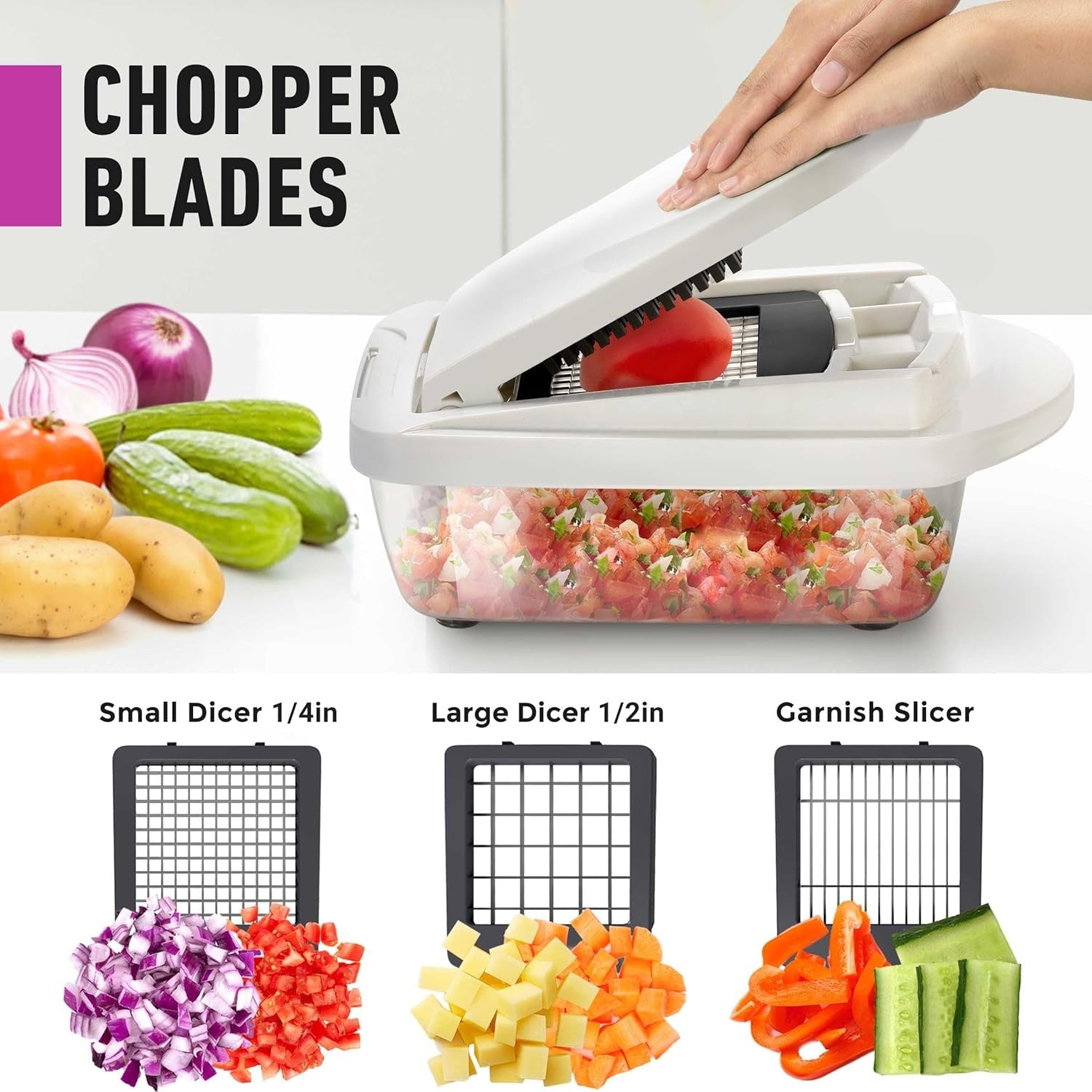 10-in-1 Vegetable Slicer with 8 Blades – Faster Cutting, Chopping, and Grating!
