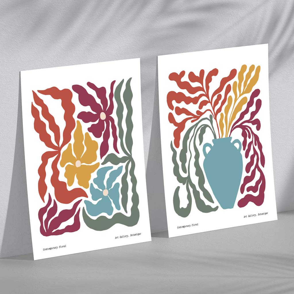 Colorful Boho Flower Set of 2 Art Prints | Bowlift