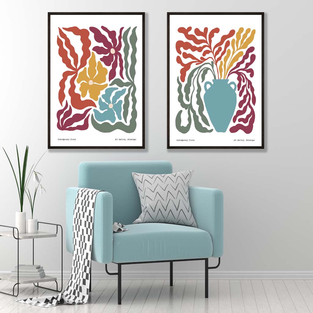 Colorful Boho Flower Set of 2 Art Prints | Bowlift