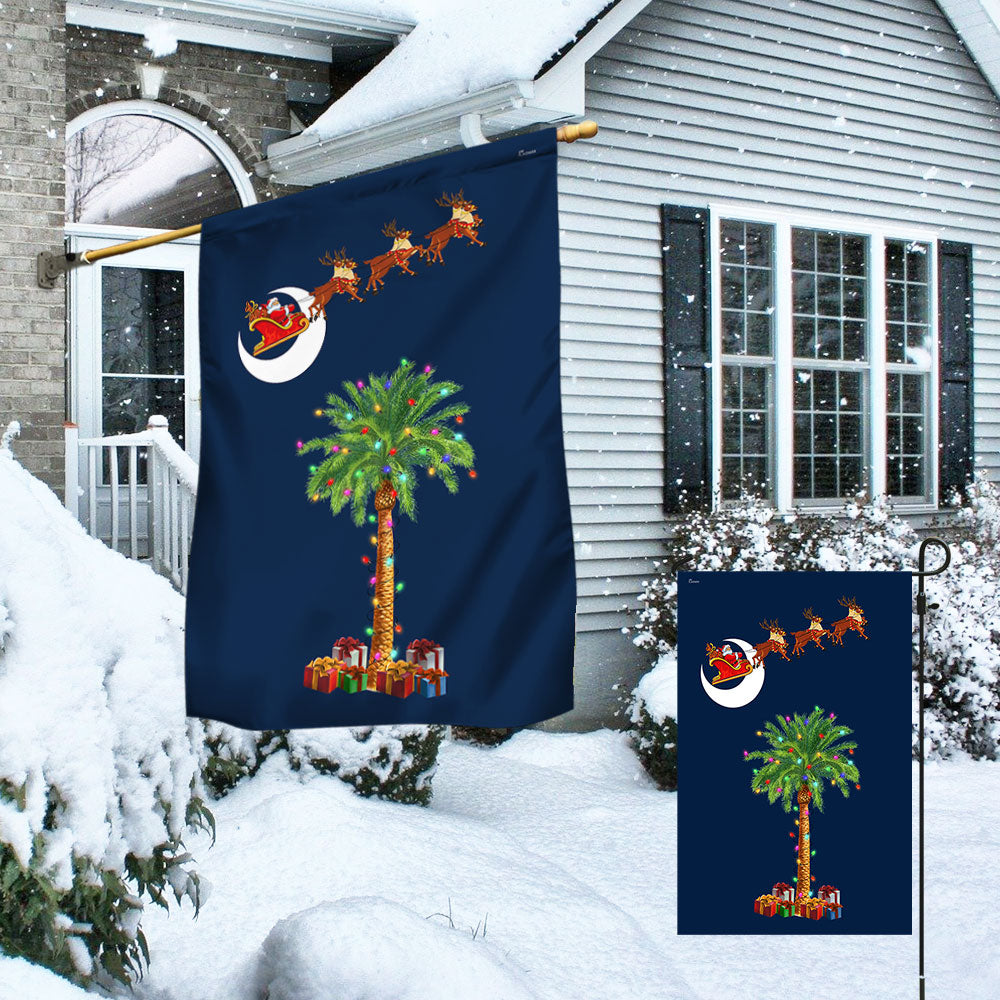 South Carolina Christmas Flag Santa Palmetto Tree