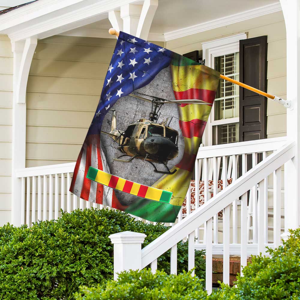 Huey Helicopter Vietnam Veteran Lest We Forget Flag, Veterans Day Flag