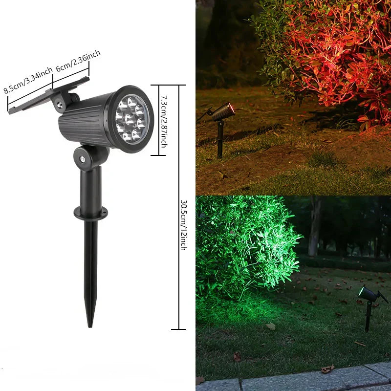Solar Landscape Spotlight with 9-Color LED and Adjustable Head