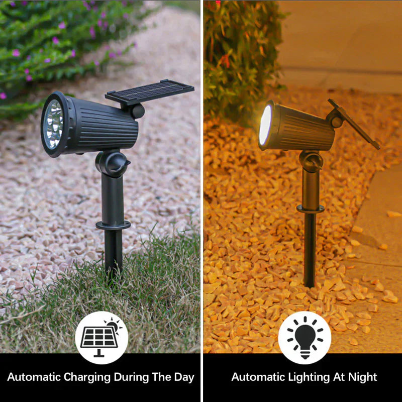 Solar Landscape Spotlight with 9-Color LED and Adjustable Head