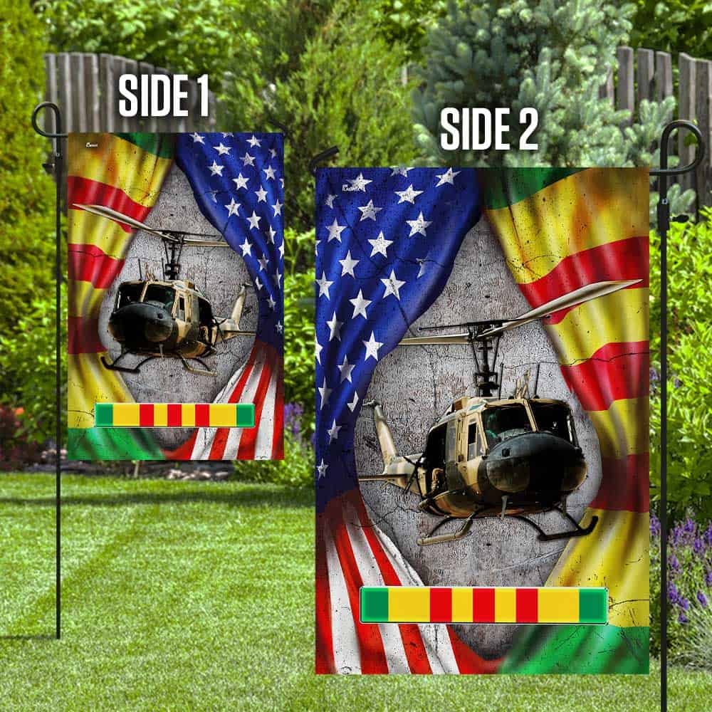 Huey Helicopter Vietnam Veteran Lest We Forget Flag, Veterans Day Flag