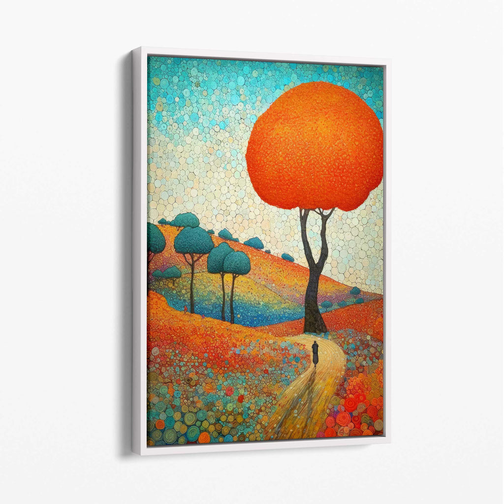 Colorful hills and tree abstract painting canvas print | Bowlift