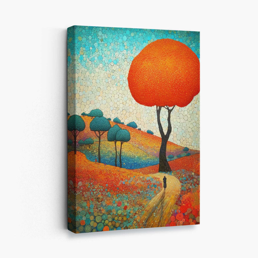 Colorful hills and tree abstract painting canvas print | Bowlift