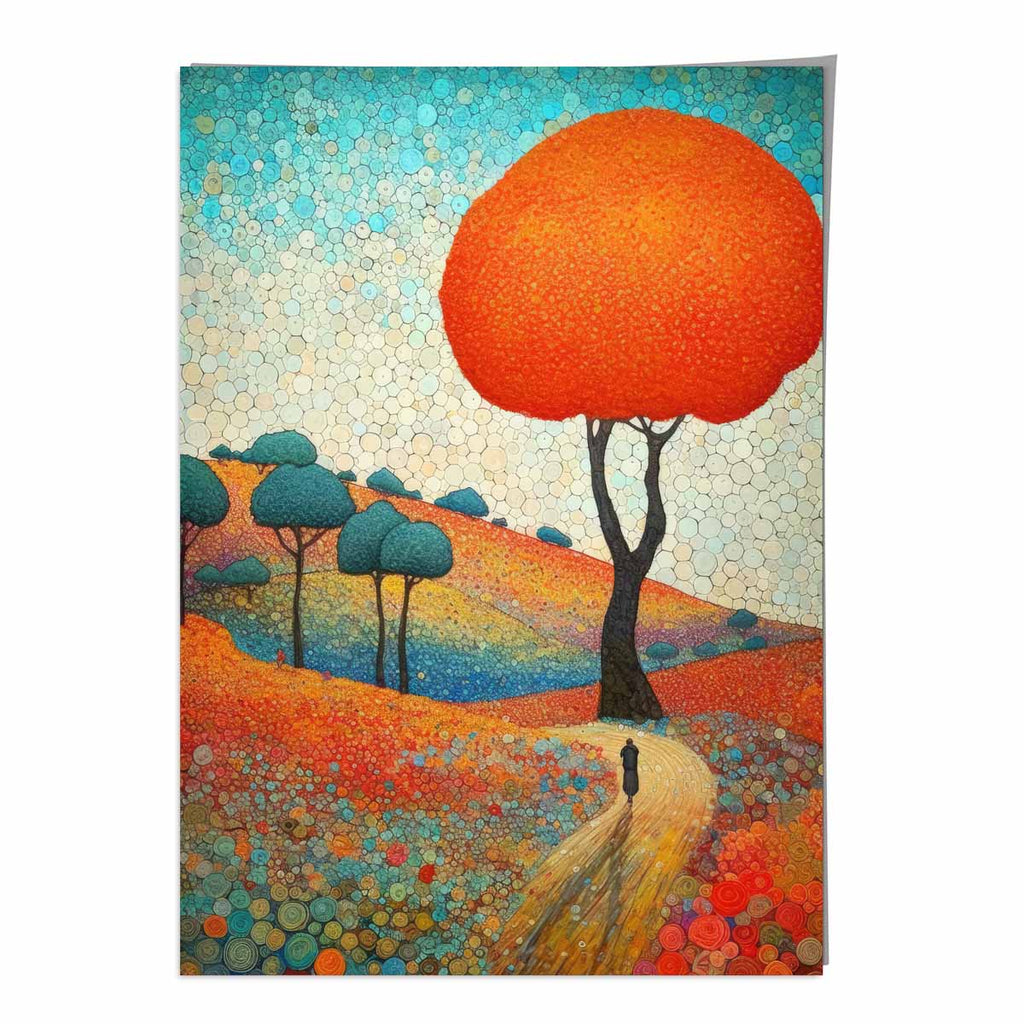 Colorful hills and tree abstract painting art print | Bowlift