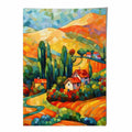 Colorful landscape with house abstract painting art print | Bowlift