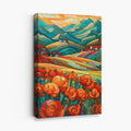 Colorful landscape with red flowers abstract painting canvas print | Bowlift