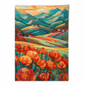 Colorful landscape with red flowers abstract painting art print | Bowlift