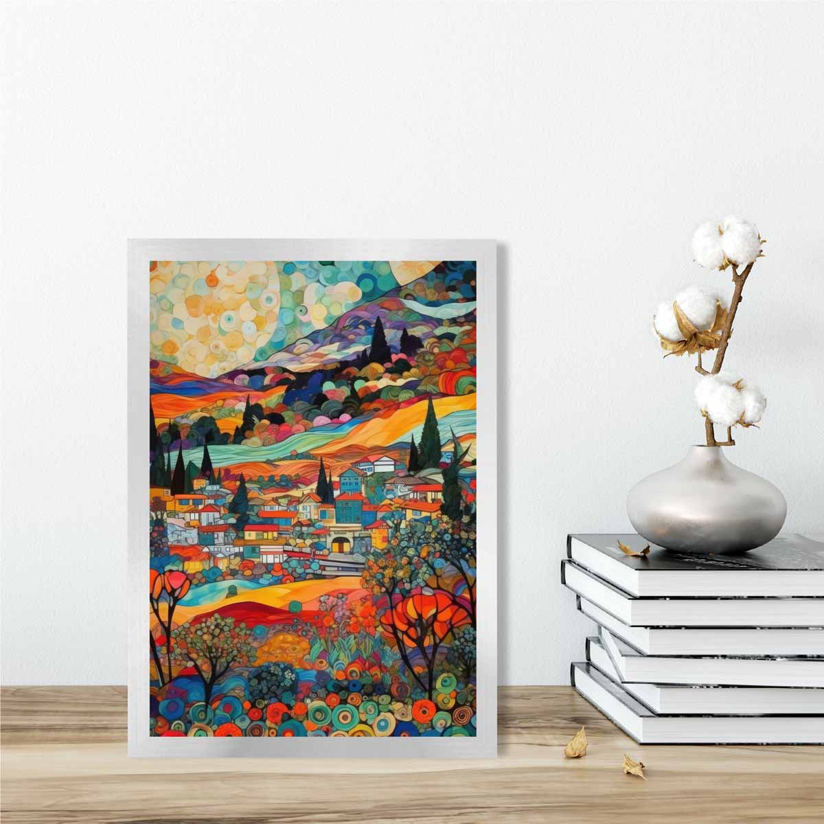 Colorful Urban Landscape Mosaic Style Abstract Painting Art Print | Bowlift