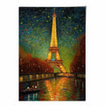Colorful painting art print of Paris at night | Bowlift