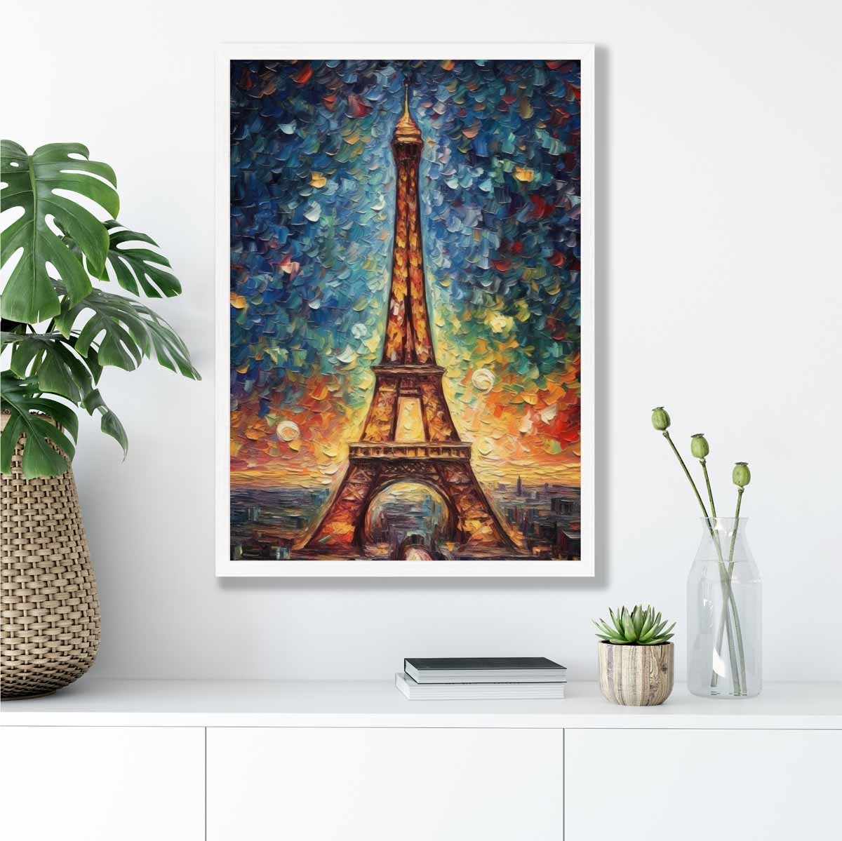 Colorful painting art print of the Eiffel Tower | Bowlift