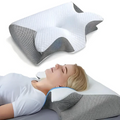 Orthopedic Memory Foam Neck Pillow with Contoured Support and Washable Cover