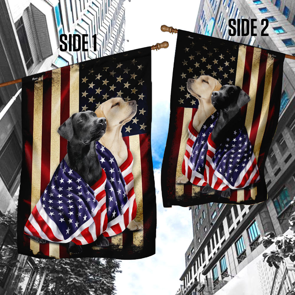 Black And Yellow Labrador Retriever American Patriot Wrapped in Glory Flag 3-Day Shipping