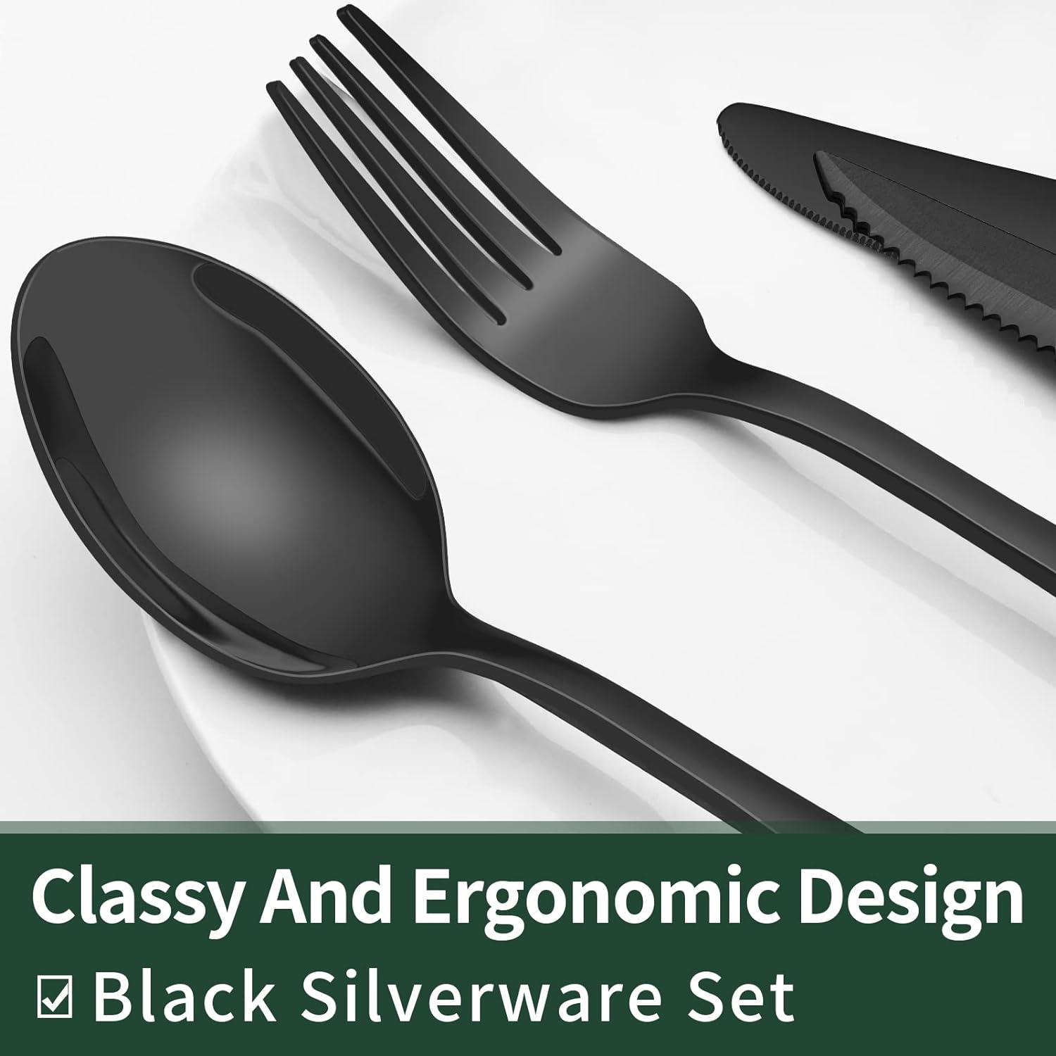 24-Piece Black Stainless Steel Cutlery Set