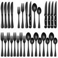 24-Piece Black Stainless Steel Cutlery Set