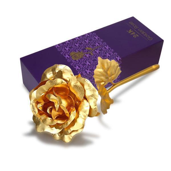 24K Goldfolie Rose mit Box | Brehn