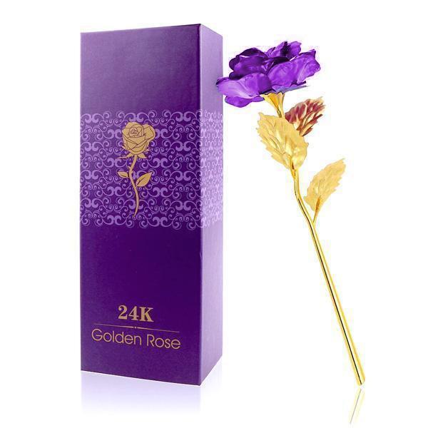 24K Goldfolie Rose mit Box | Brehn