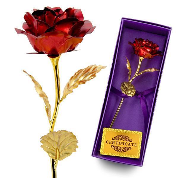 24K Goldfolie Rose mit Box | Brehn