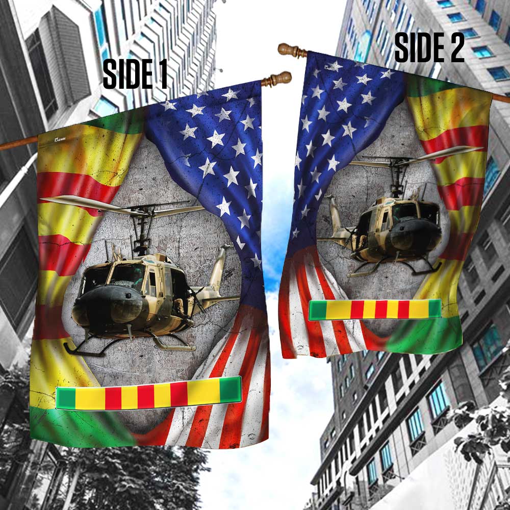 Huey Helicopter Vietnam Veteran Lest We Forget Flag, Veterans Day Flag