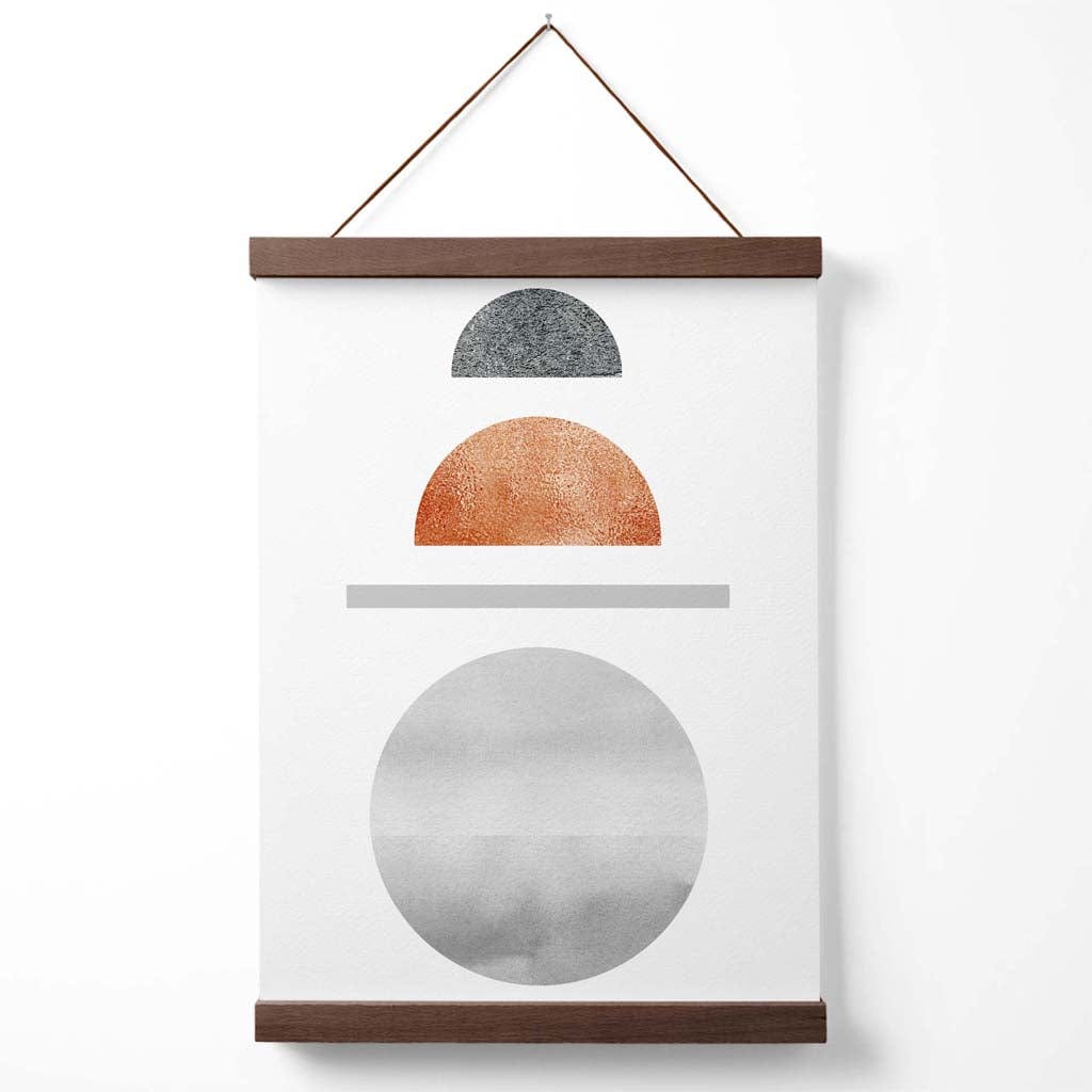 Copper and Gray Half Moons Mid Century Geometric Poster with Hanger | Bowlift