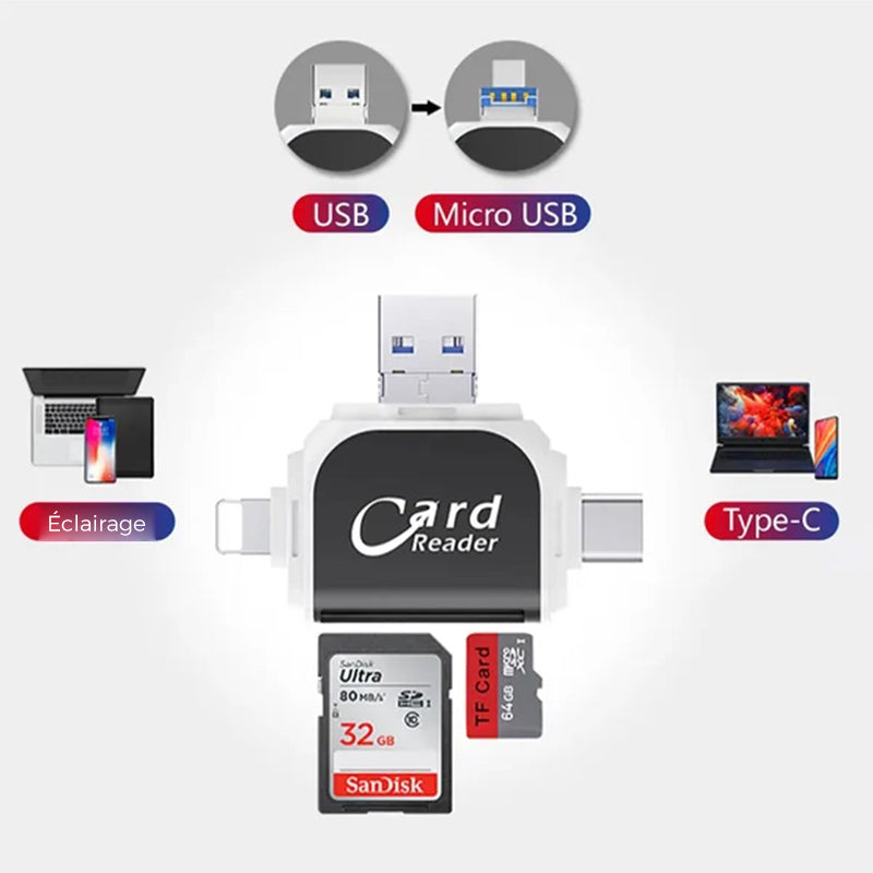 4-in-1 universeller Multiport SD TF Kartenleser | Brehn