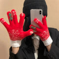 Festive Fleece Lined Knit Fingerless Gloves