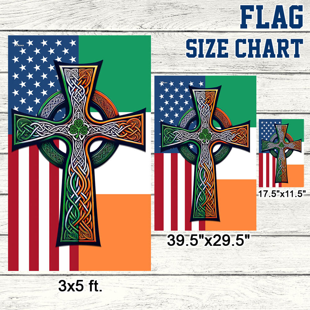 Irish Celtic Knot Cross St. Patrick’s Day Irish American Flag  3-Day Shipping
