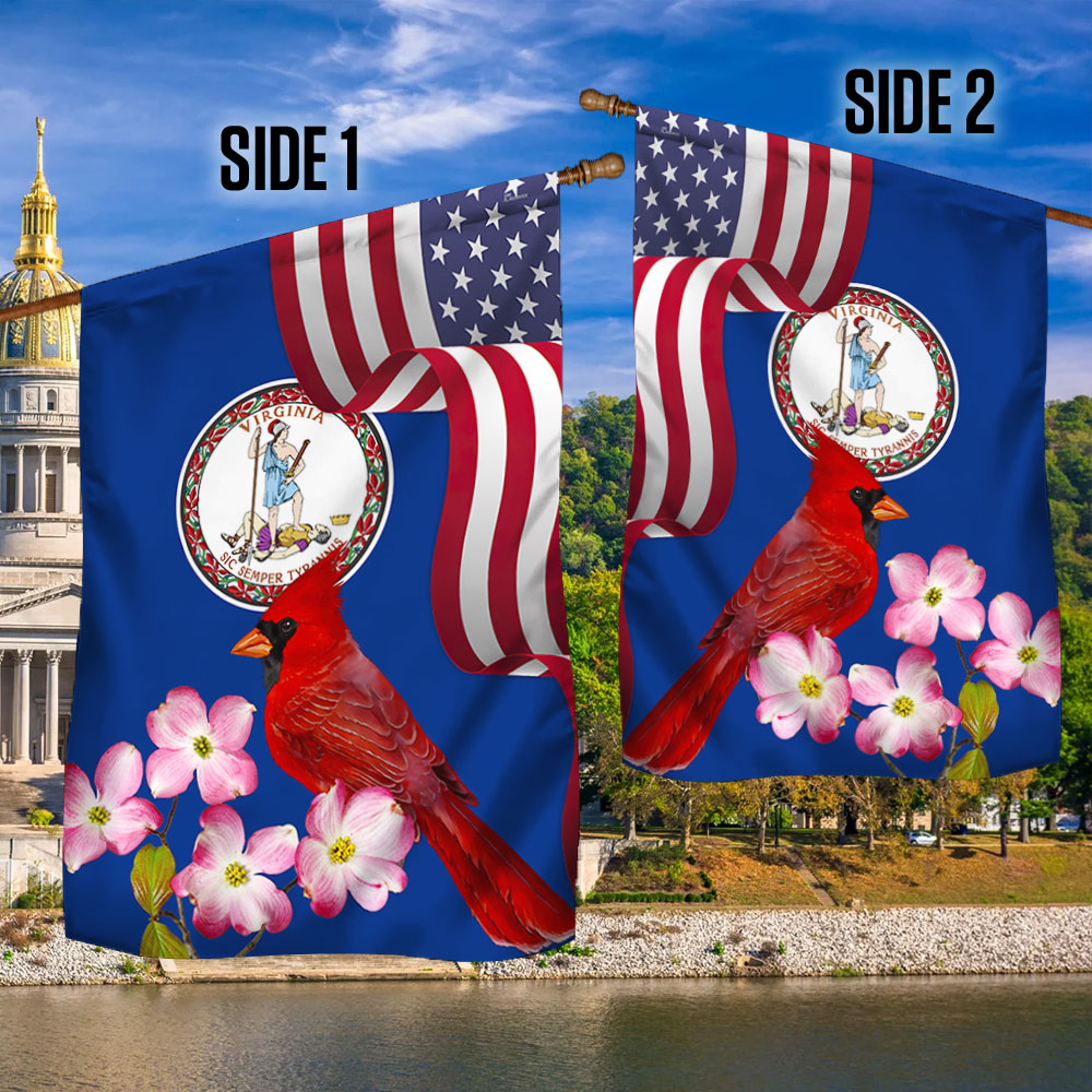 Virginia State Cardinal and Dogwood Flower Flag, heavy duty flag