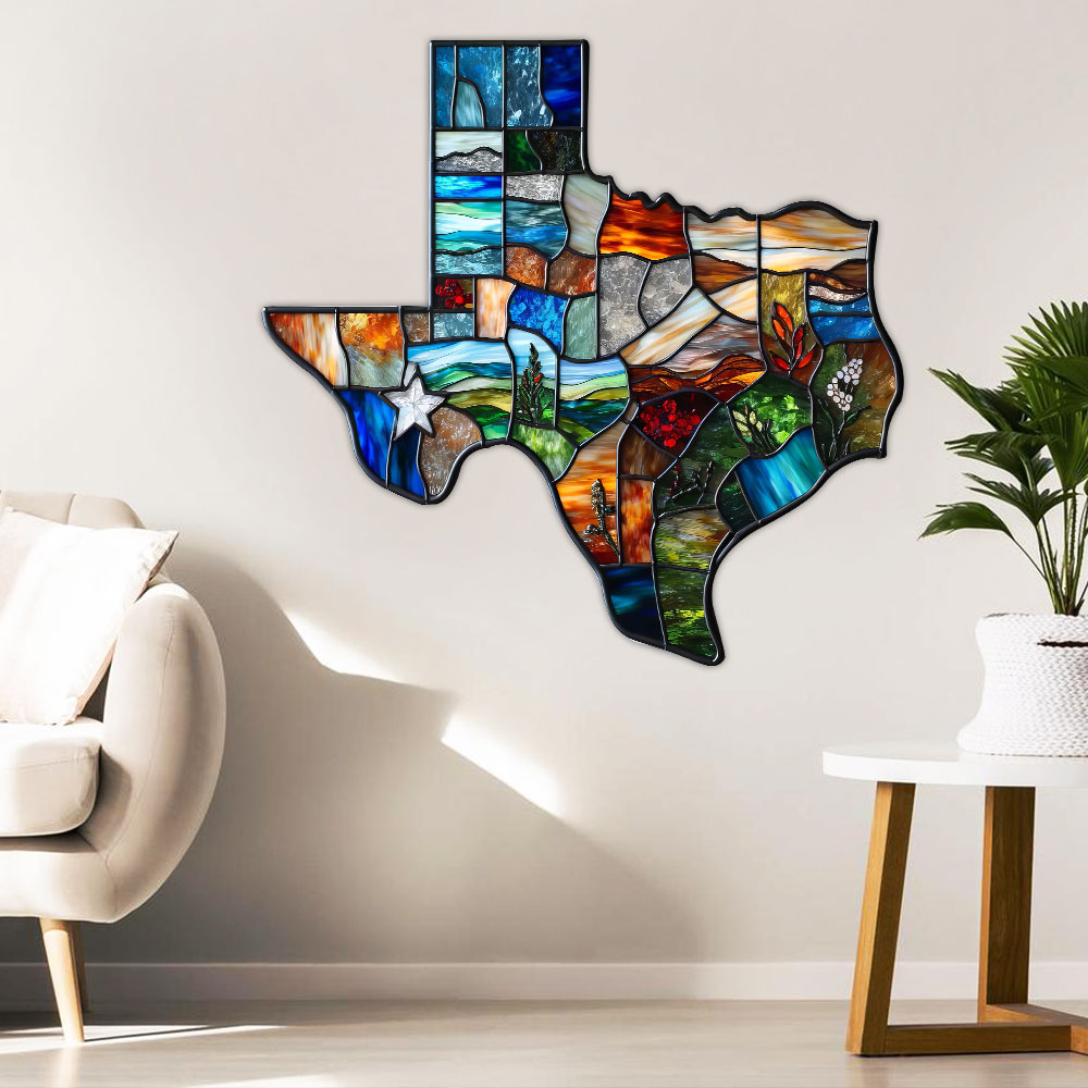 Texas Map Hanging Metal Sign, Wall Art