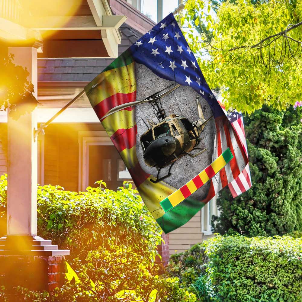 Huey Helicopter Vietnam Veteran Lest We Forget Flag, Veterans Day Flag