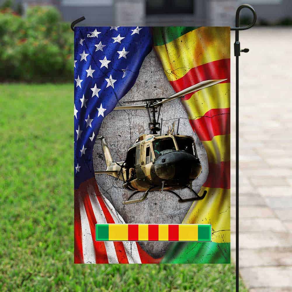Huey Helicopter Vietnam Veteran Lest We Forget Flag, Veterans Day Flag