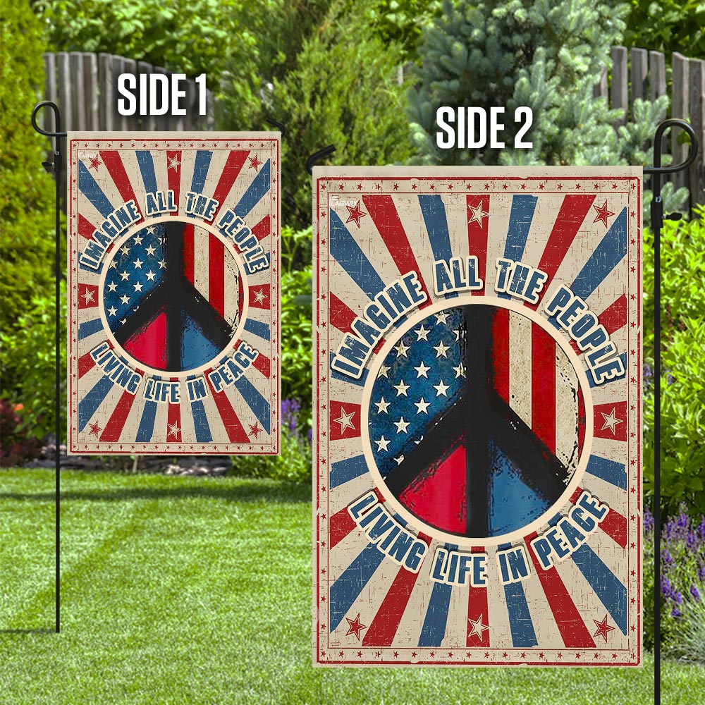 Woodstock Flag, Hippie Flag. Imagine All The People Living Life In Peace Flag 3-Day Shipping