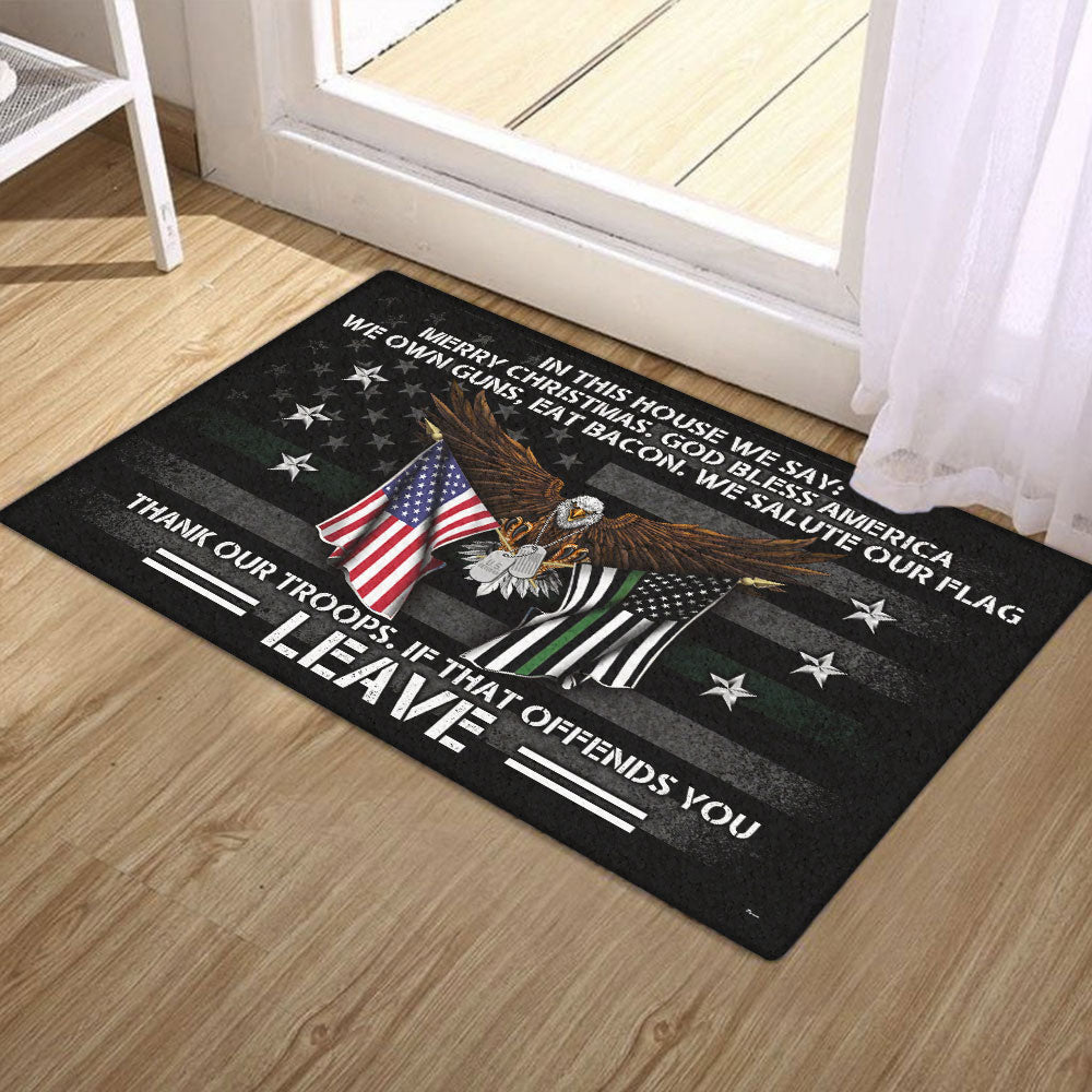 Veterans Day Decor, Patriotic Doormat In This House We Salute Our Flag