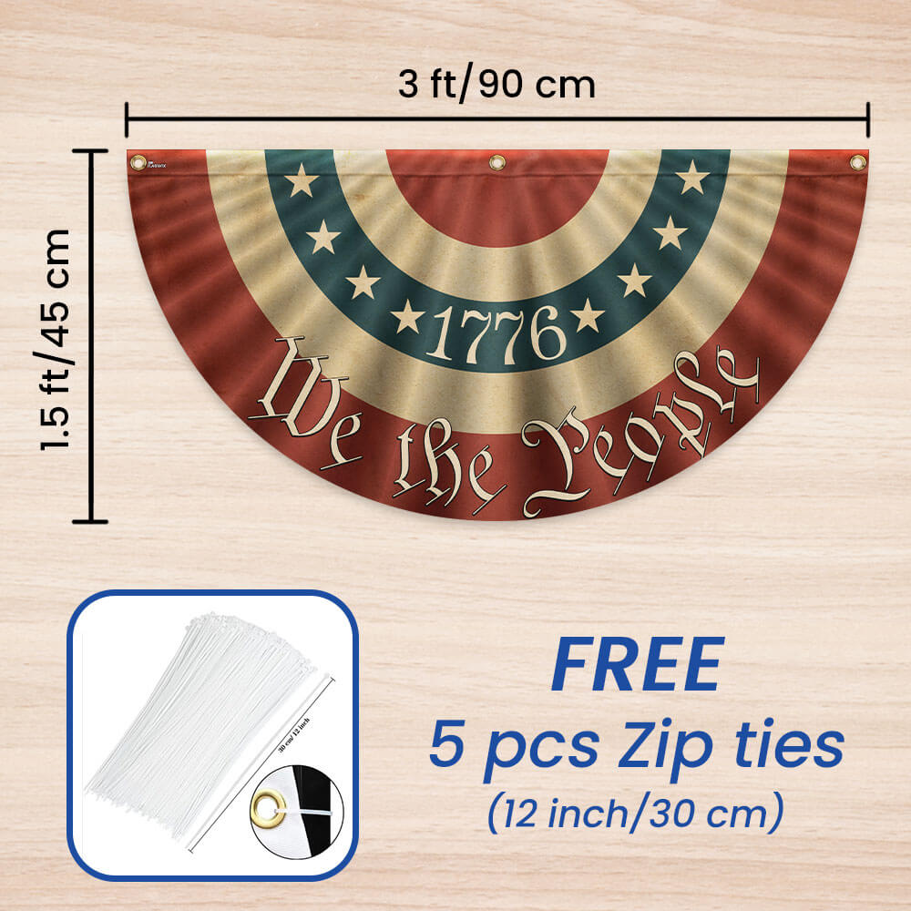 1776 We The People Patriotic American Flag Bunting 3-Day Shipping