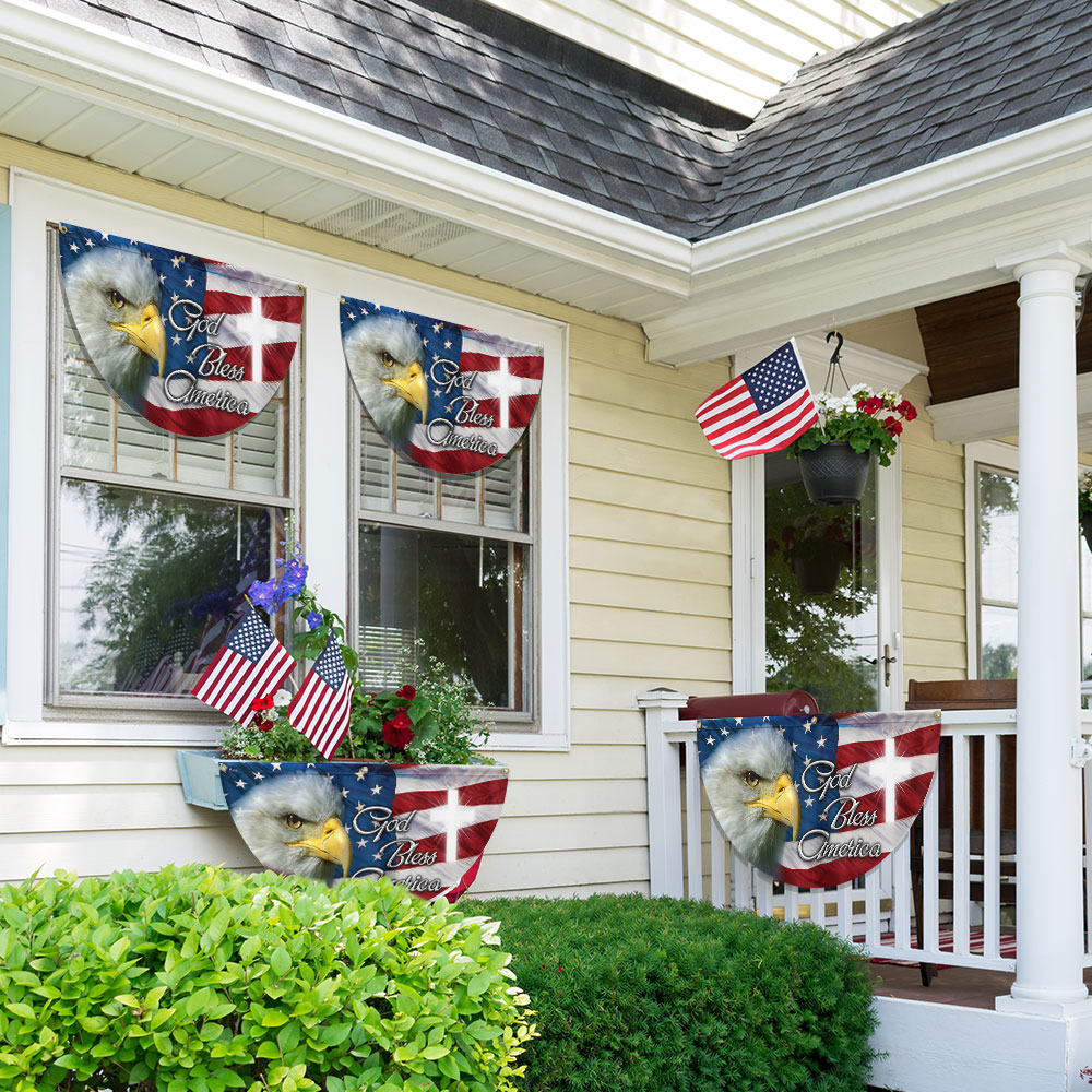 America flag | Eagle God Bless America Bunting Non-Pleated Fan Flag 3-Day Shipping