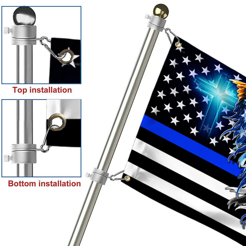 The Thin Blue Line. Police. Law Enforcement American Eagle Flag, Canvas Flag Double Side Printed