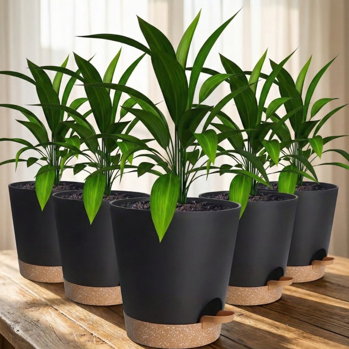 5-Pack Self-Watering Flower Pots with Drainage