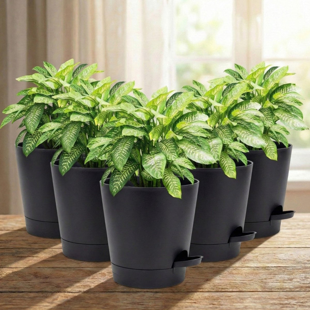 5-Pack Self-Watering Flower Pots with Drainage