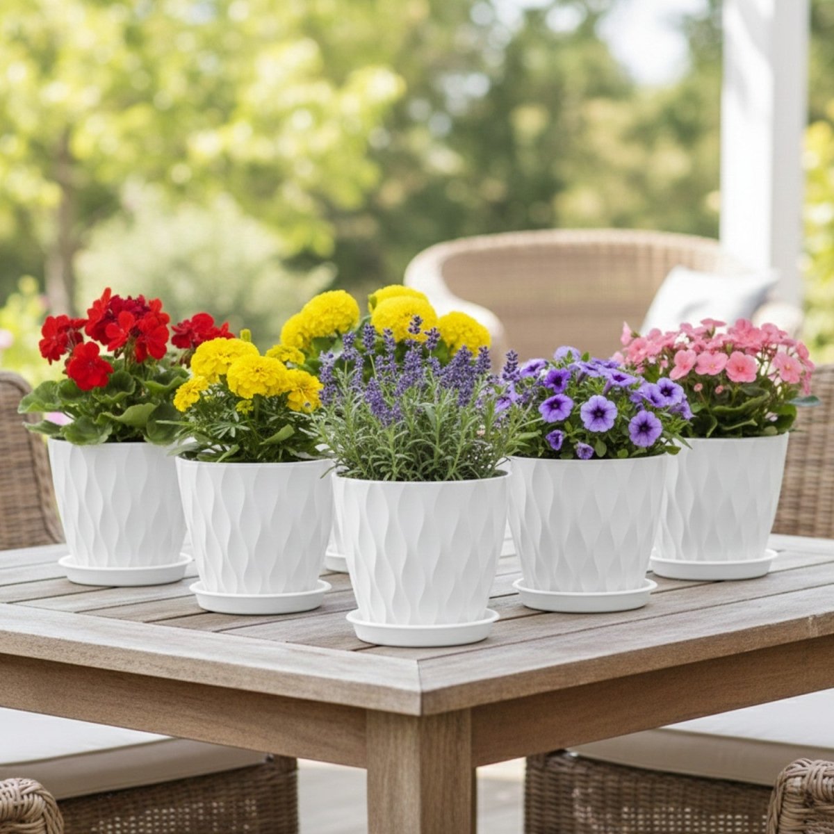 5-Pack Wave Texture Plant Pots with Drainage