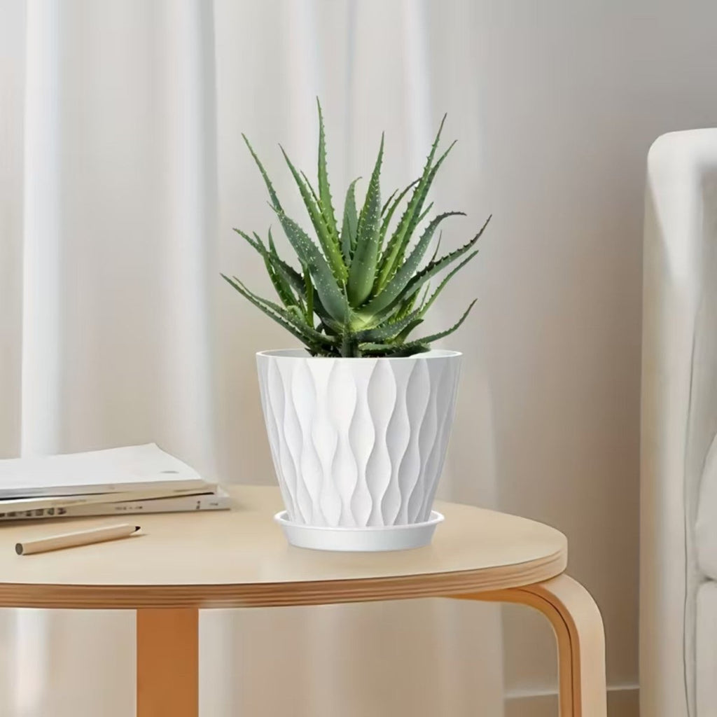 5-Pack Wave Texture Plant Pots with Drainage