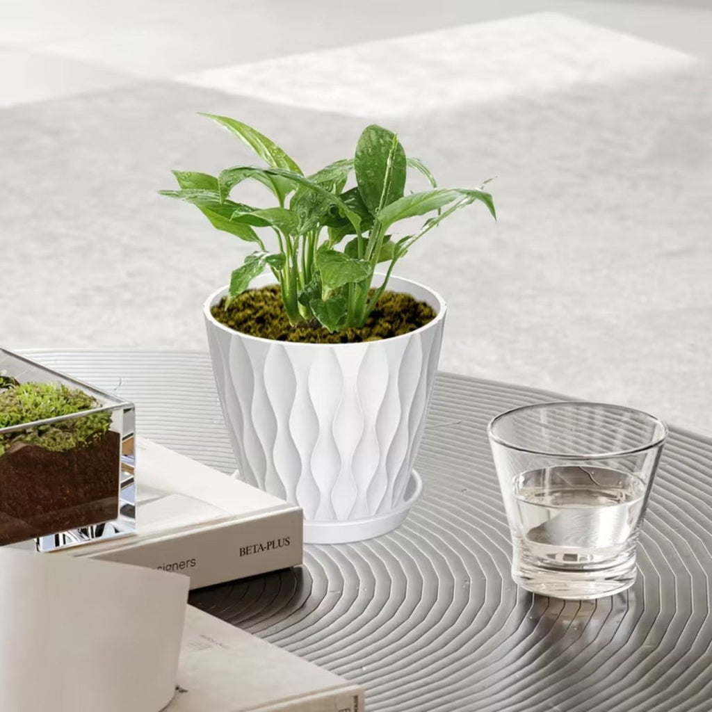 5-Pack Wave Texture Plant Pots with Drainage
