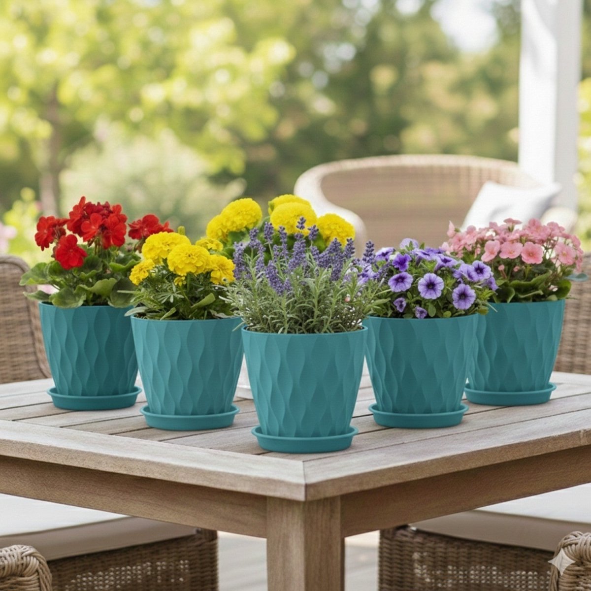 5-Pack Wave Texture Plant Pots with Drainage